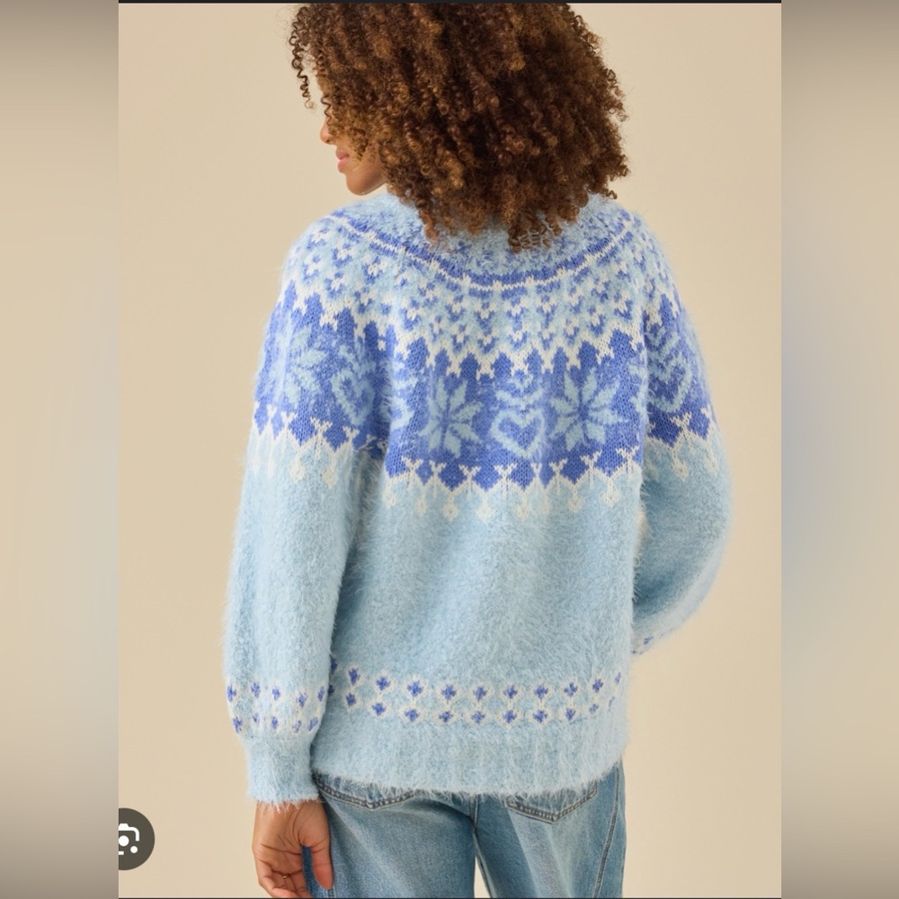 Altar'd State Blue and White Knit Sweater - Picture 3 of 7